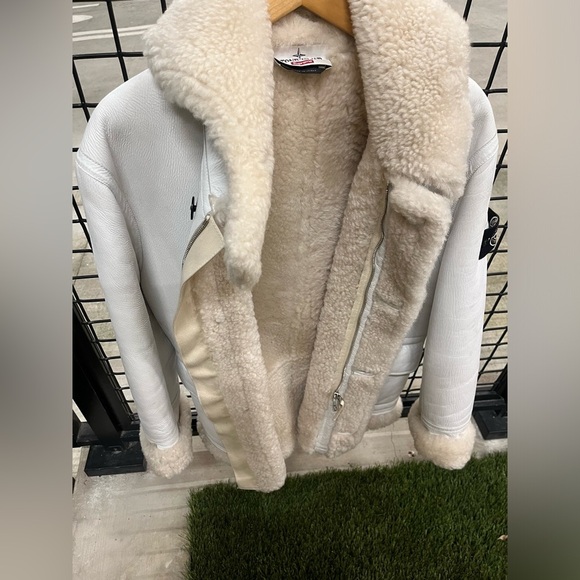 Stone Island Supreme Parka Hand Painted Shearling Jacket Mens Sz Medium - Picture 3 of 16